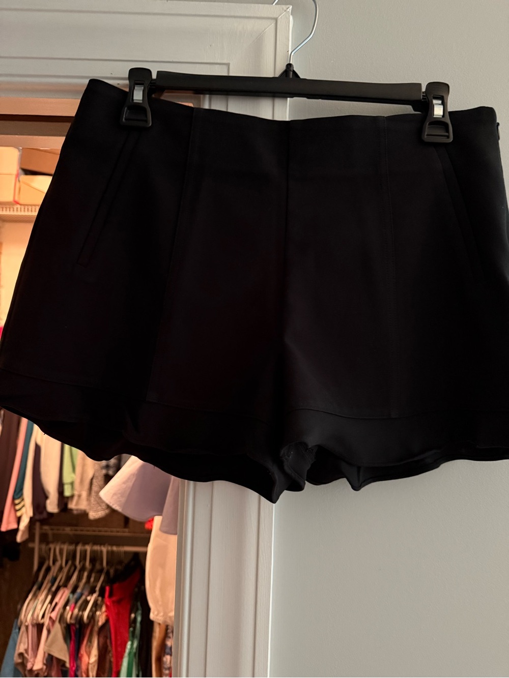 1. State Black Women's Dress Shorts w/Ruffle detail around leg